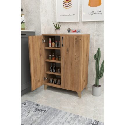 Bofigo 4 Raflı Çok Amaçlı Dolap Çok Amaçlı Mutfak Dolabı Banyo Dolabı Ceren Çam - Görsel 3