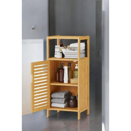 Digithome Bambu 1 Kapaklı 2 Raflı Çok Amaçlı Banyo Düzenleyici Organizer Dik Dolap DB-0043