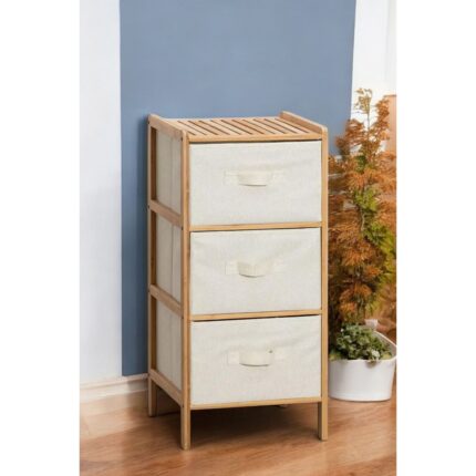 Digithome Bambu 3 Çekmeceli Çok Amaçlı Şifonyer 37 cm Genişlikte Modern Tasarım - Görsel 2