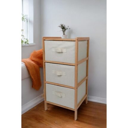 Digithome Bambu 3 Çekmeceli Çok Amaçlı Şifonyer 37 cm Genişlikte Modern Tasarım - Görsel 3
