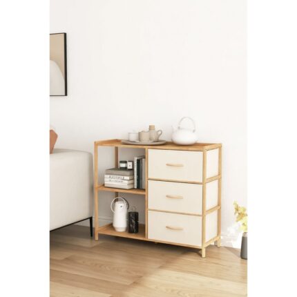 Digithome Bambu 2 Raflı 3 Çekmeceli Dolap Çok Amaçlı Düzenleyici Organizer Şifonyer DB-0017
