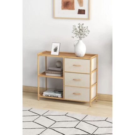 Digithome Bambu 2 Raflı 3 Çekmeceli Dolap Çok Amaçlı Düzenleyici Organizer Şifonyer DB-0017 - Görsel 3
