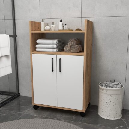 Arnetti Tiraks 2 Kapaklı 4 Raflı Çok Amaçlı Mutfak Dolabı, Atlantik Çam Beyaz - Tiraks - Görsel 3