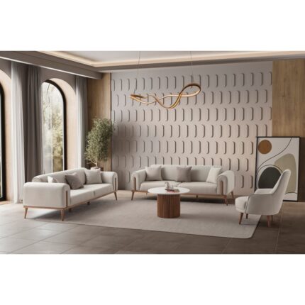 Edsy Home Riva 3+3+1 Koltuk Takımı Krem - Görsel 2