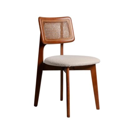 Gazzini Furniture Zeus Beyaz Teddy Hazeranlı Ceviz Ahşap Bohem Sandalye