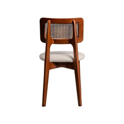 Gazzini Furniture Zeus Beyaz Teddy Hazeranlı Ceviz Ahşap Bohem Sandalye - Görsel 3