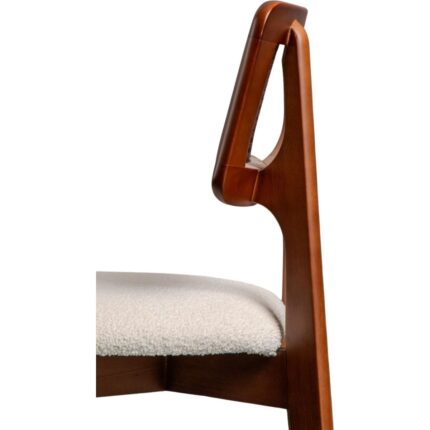 Gazzini Furniture Zeus Beyaz Teddy Hazeranlı Ceviz Ahşap Bohem Sandalye - Görsel 5