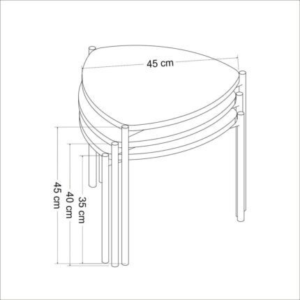 Edmonda Ev Aksesuar Duru 3lü Üçlü Ahşap Metal Zigon Sehpa Ceviz - Görsel 5