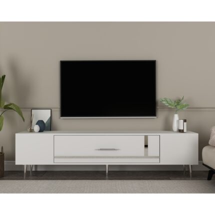Cantek Dizayn DEKOP1CT Tv Sehpası Beyaz-Gümüş