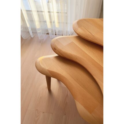 Faw Decor Asimetrik Naturel Masif Doğal Ahşap Zigon Sehpa 3'lü Set - Görsel 5