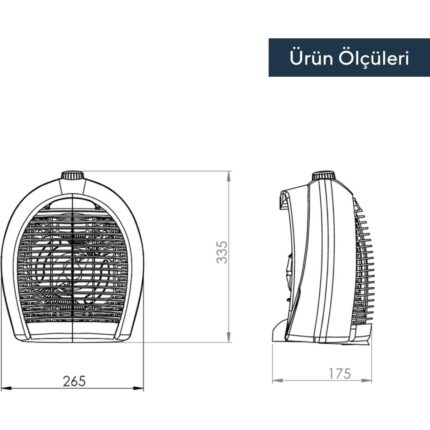 Kumtel Fanlı Isıtıcı 2000 W LX-6331 Füme - Görsel 3