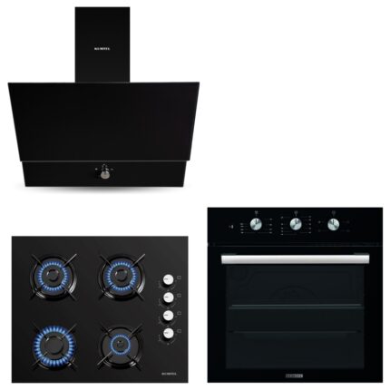 Kumtel Kristal Siyah Cam Ankastre Set (DA6-830 Davlumbaz + KO-40 TAHDF Ocak + B66 - SF2 Fırın)