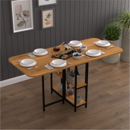 Asra Trend Metal Gövde Katlanır Mutfak Yemek Çalışma Masası, 155×75×70 cm, KM-31 - Görsel 2
