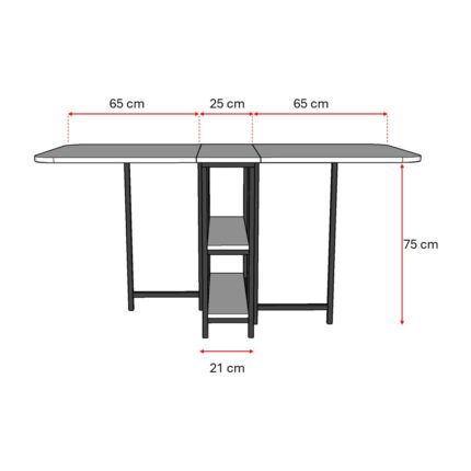 Asra Trend Metal Gövde Katlanır Mutfak Yemek Çalışma Masası, 155×75×70 cm, KM-31 - Görsel 5