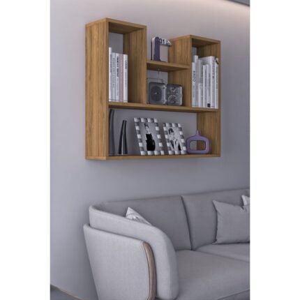 Moka Park AVM Duvara Monte 5 Bölmeli Raflı Modern Kitaplık Raf - Görsel 2