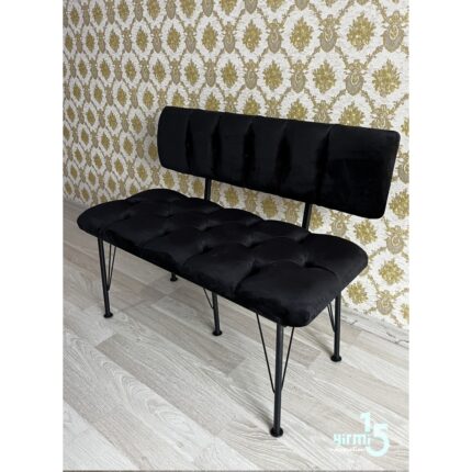 YIRMI15 Sırtlı Bench Siyah Sırtlı Bench - Metal Ayaklı Sırtlı - Görsel 4