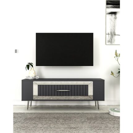 Cantek Dizayn RETROLP3CT Tv Sehpası Antrasit-Gümüş