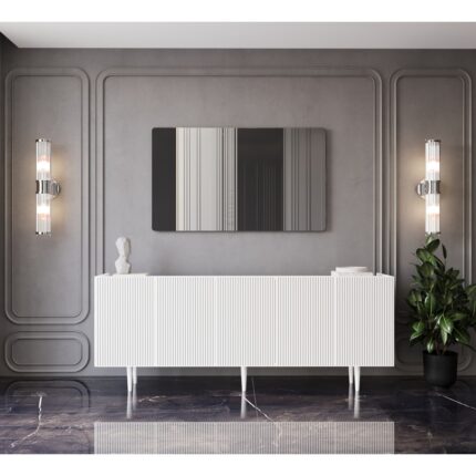 Enwood Capella Mdf 5 Kapaklı Raflı Ahşap Ayaklı 200  cm  Konsol (200 x 80 x 40  cm )