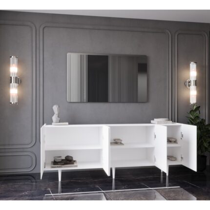 Enwood Capella Mdf 5 Kapaklı Raflı Ahşap Ayaklı 200  cm  Konsol (200 x 80 x 40  cm ) - Görsel 3