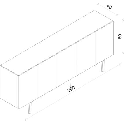 Enwood Capella Mdf 5 Kapaklı Raflı Ahşap Ayaklı 200  cm  Konsol (200 x 80 x 40  cm ) - Görsel 5