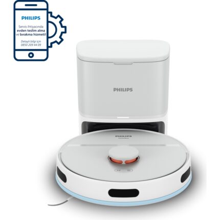 Philips XU2100/20 2000 Serisi Islak Kuru Moplu İstasyonlu Robot Süpürge, HomeRun Uygulaması, LDS Radar Navigasyon, Beyaz,