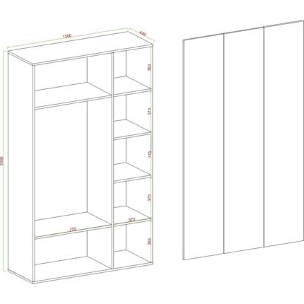 Aymobsan Niro 3 Kapaklı Gardrop,  Askılı ve Raflı, 120  cm - Görsel 3