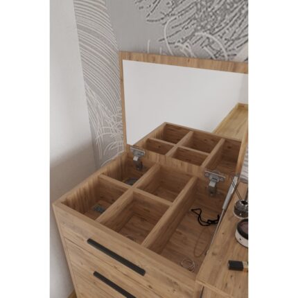 Aymobsan Rose Aynalı Makyaj Masası, Şifonyer, Etijer, Çok Amaçlı Takı Dolabı, Atlantik Çam - Görsel 4
