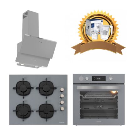 Silverline Buhar Destekli Airfrayer Gri Cam Ankastre Set 3490 Oslo - CS5335S01 - BO65P4S01