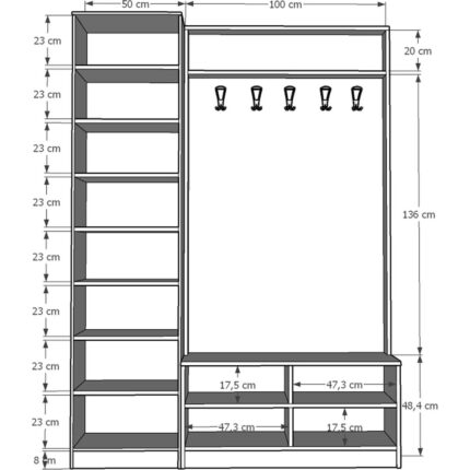 Asra Trend Vestiyer ve Portmanto V-01 150 cm - Görsel 4