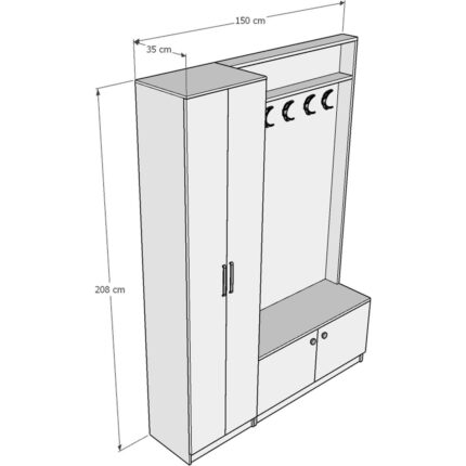 Asra Trend Vestiyer ve Portmanto V-01 150 cm - Görsel 5