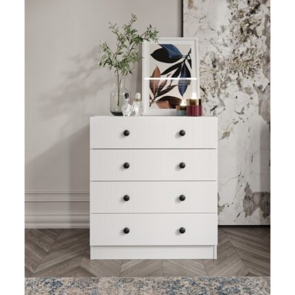 Cabinse Mdf  4 Çekmeceli Şifonyer Soft Beyaz Kolay Kurulum Animasyonu- Cabinse - Görsel 2