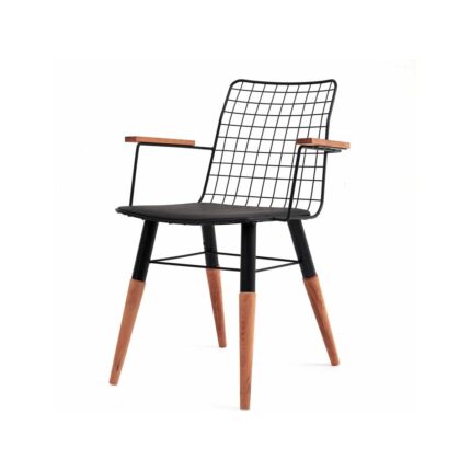 Akın Lux Akın Lüx Nehir Kollu 2'li Sandalye - Siyah - 78X58X59 cm - Görsel 3