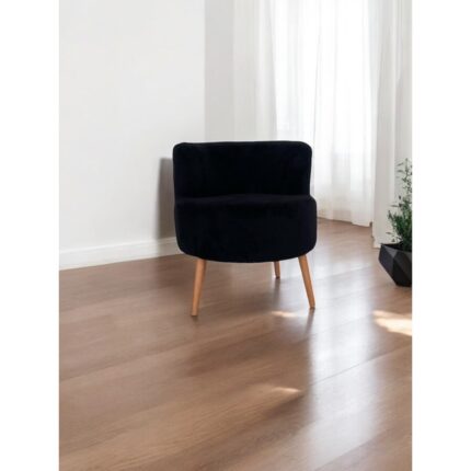 EDAM Siyah Teddy Kumaş Çay Seti Ikili Koltuk Berjer ve Puf Takımı (Salon, Balkon, Ofis) 3'lü Takım - Görsel 2