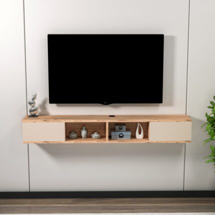 Arnetti Mayer Duvara Monte Raflı Tv Sehpası, Atlantik Çam Bej - Mayer