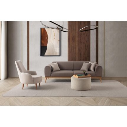Edsy Home Rebull 3+3+1+1 Koltuk Takımı Kahverengi + Sütlü Kahve - Görsel 3