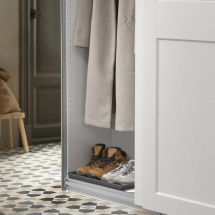 IKEA 3 Adet Dolap Içi Plastik Ayakkabı Tepsisi 46 x 35 cm  3'lü Set Ayakkabılık Koyu Gri - Görsel 2