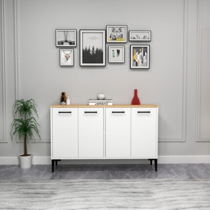 Arnetti Frezya 4 Kapaklı Raflı Konsol Beyaz Safirmeşe - Frezya