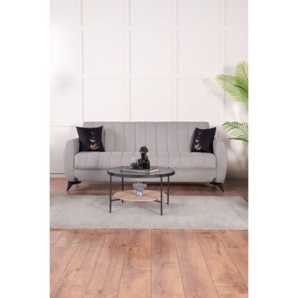 Kilim Mobilya Linda Koltuk Takımı Orta Sert Oturum Yataklı Gri Kadife 220 cm - Görsel 2