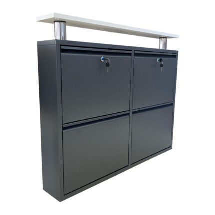 Arinna 2+2 Antrasit Metal Ayakkabılık (Kilitli) Üst Ahşap Tablalı - Görsel 2
