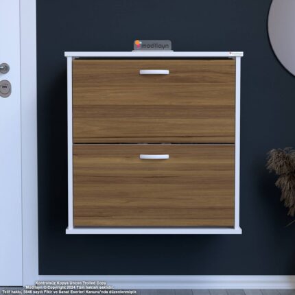 Modilayn UMAY Antre Hol 72x78x 26 cm’ lik 2 Düşer Kapak 4 Göz Bölmeli Ayakkabılık