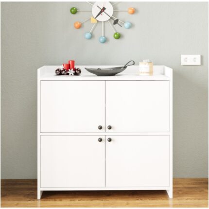 Aeka AE-3060 Forum Beyaz 4 Kapaklı, 4 Raflı, Ayakkabılık, Çok Amaçlı Dolap, Kahve Köşesi, Balkon, Banyo,
