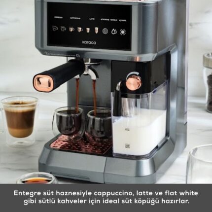 Karaca Mycaffe Barista S10 Entegre Süt Hazneli Otomatik Espresso Latte ve Cappuccino Mak. Copper - Görsel 5