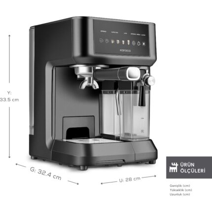 Karaca Mycaffe Barista S10 Entegre Süt Hazneli Otomatik Espresso Latte ve Cappuccino Mak. Matteblack - Görsel 2