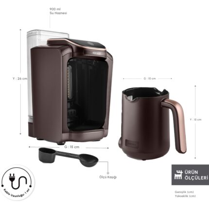 Karaca Hatır Otomatik Su Alma Hazneli Türk Kahve Makinesi Walnut Brown - Görsel 2
