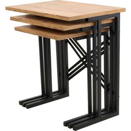 Ceramical Metal Ayaklı Eco x Zigon Sehpa - Atlantik Çam - 54X35X53 cm - Görsel 5