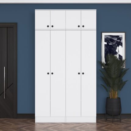 Rani EA146 Modern Portmanto 8 Kapaklı Raflı Askılı Ayakkabılık Vestiyer Beyaz - Görsel 3