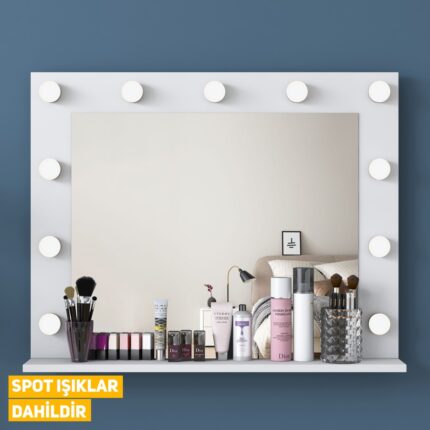 Rani EF108 Hollywood Işıklı Ayna Kulis Makyaj Aynası Spot Işıklar Dahil Ayna Beyaz - Görsel 3