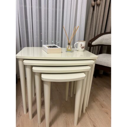 Home Başaran Mobilya Üst Kalite Mdf 4'lü Boyalı Krem Zigon Sehpa Krem Zigon - Görsel 3