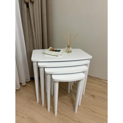 Home Başaran Mobilya Üst Kalite  Mdf Lam 4'lü  Beyaz  Zigon Sehpa Beyaz  Sehpa - Görsel 3