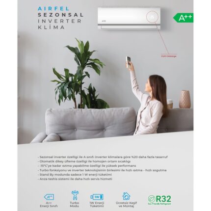 Airfel LTXM71N A++ 24000 BTU R32 Gaz Inverter Duvar Tipi Klima - Görsel 4